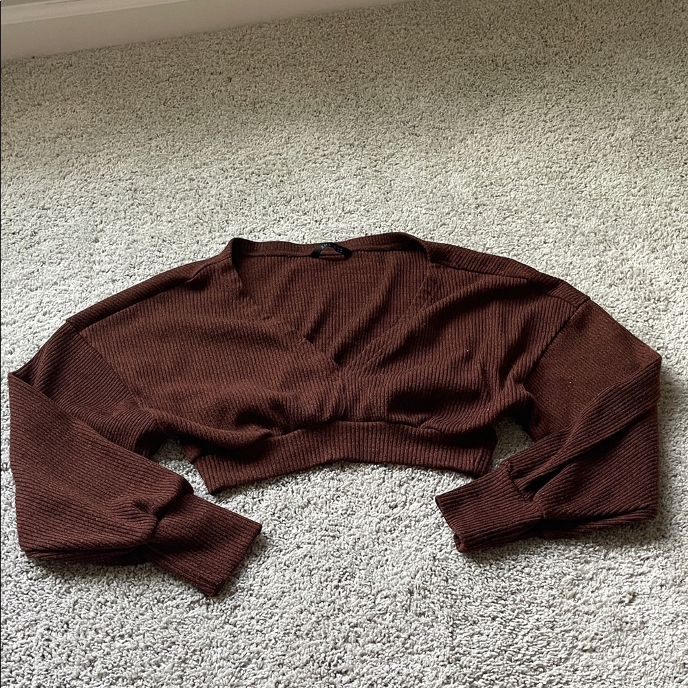 SHEIN Brown V-Neck Sweater